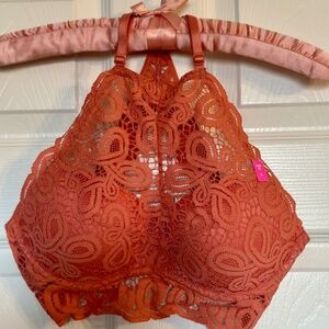 PINK Victoria’s Secret NWT - Dusty Terracotta High-Neck Halter Lace Bralette